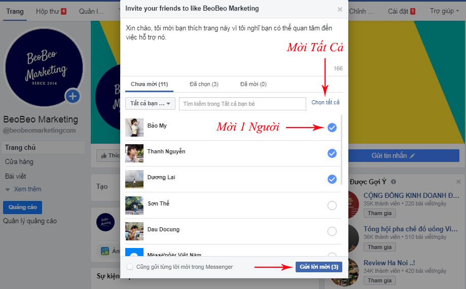 cách mời người lạ thích trang của mình