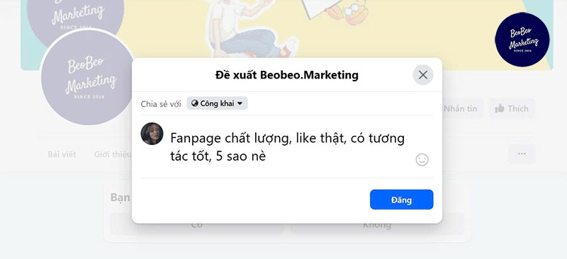 Cách đánh giá fanpage trên máy tính