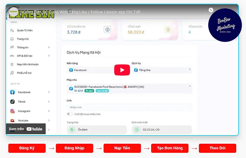 Cách cày view video trên Facebook Likesin.app