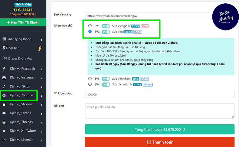 Tăng sub cho youtube trên máy tính