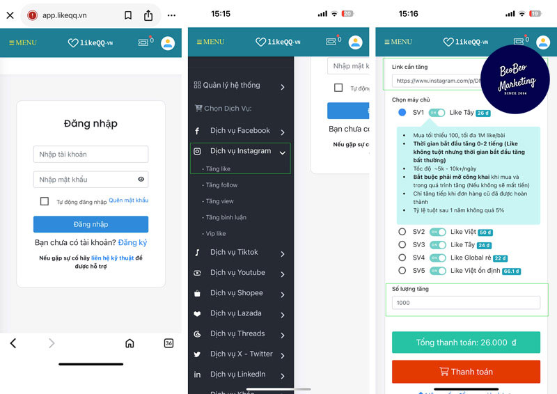 Hack like IG trên điện thoại