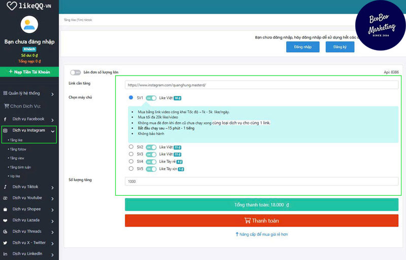 Hack like IG trên máy tính