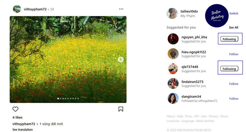 Trao đổi like chéo với tài khoản cùng lĩnh vực